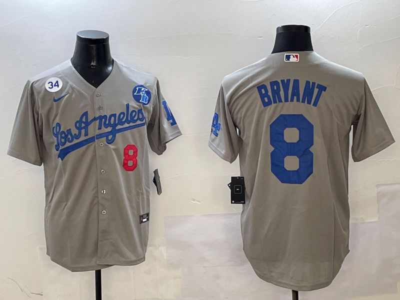Men Los Angeles Dodgers 8 Bryant Grey Game 2025 Nike MLB Jersey style 5